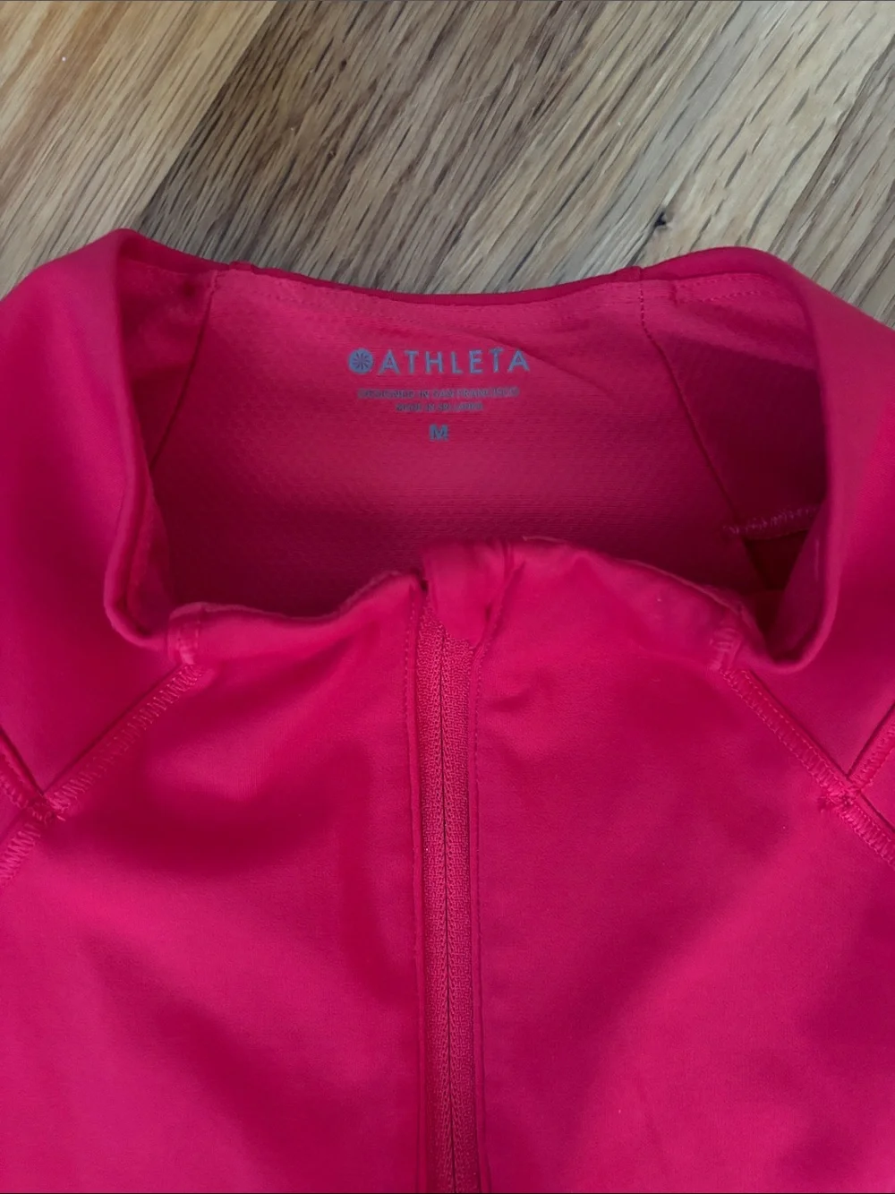 Athleta Bright Red Quarter-Zip Performance Pullover